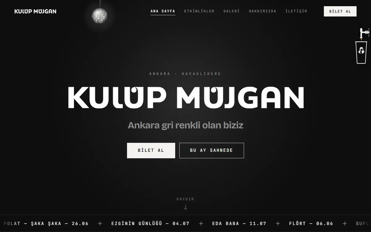 Kulüp Müjgan — site ekran görüntüsü