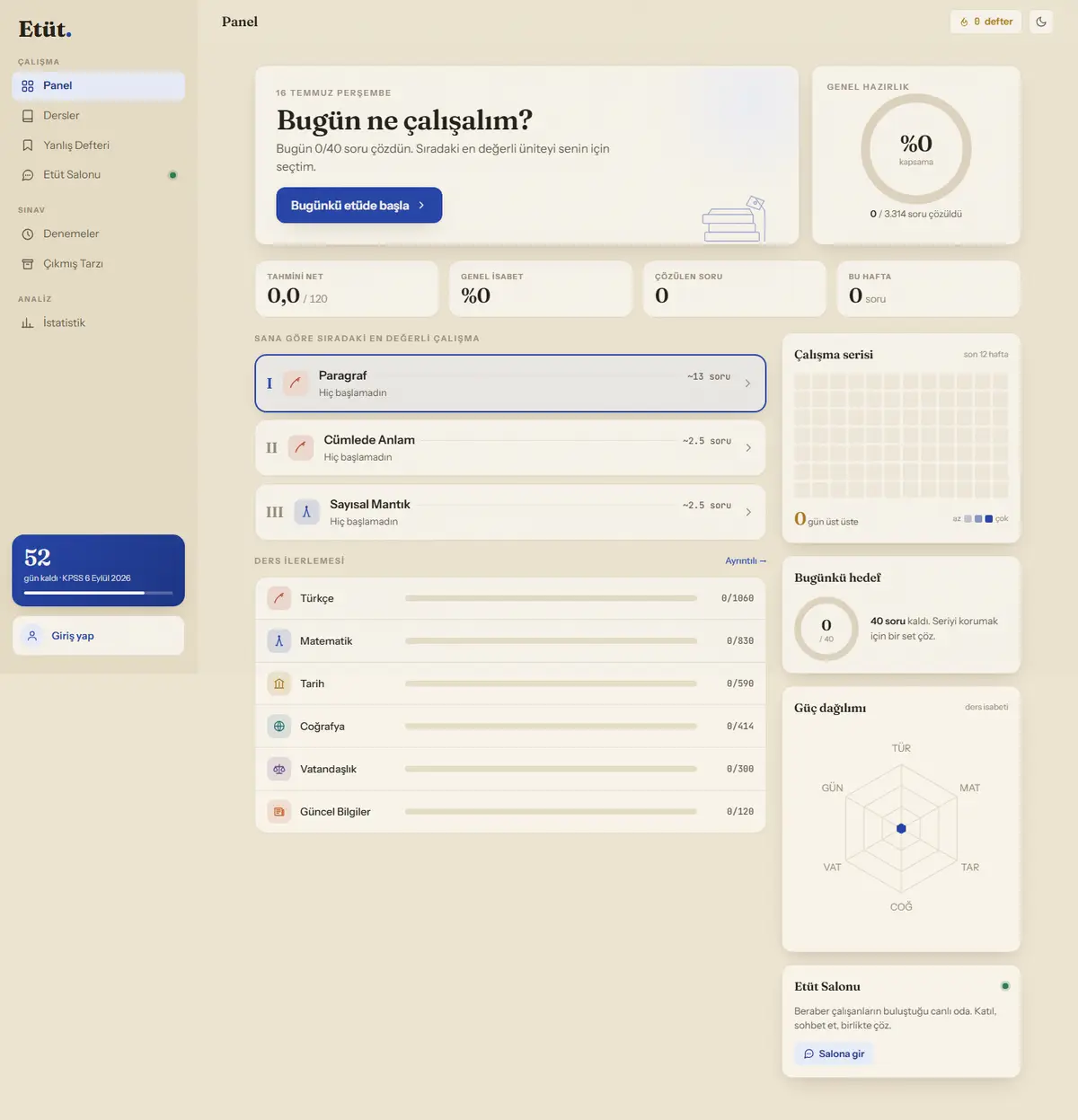Etüt — site screenshot