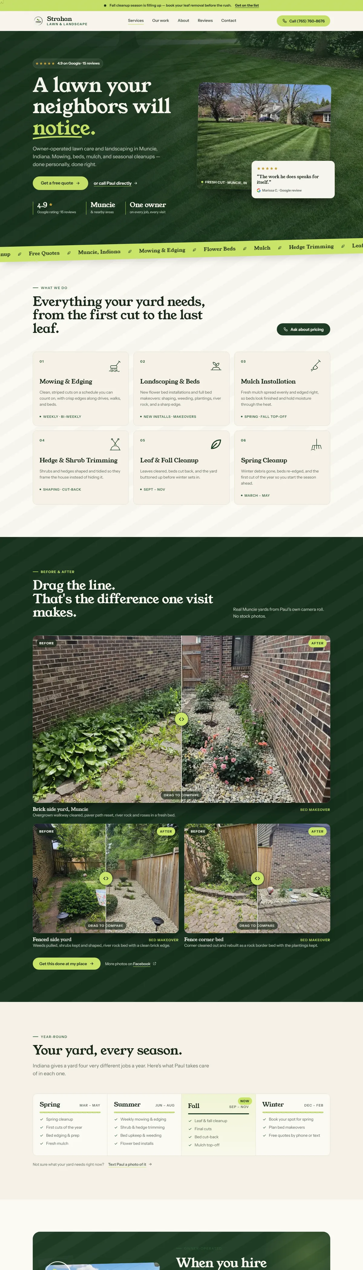 Strahan Lawn & Landscape — site ekran görüntüsü
